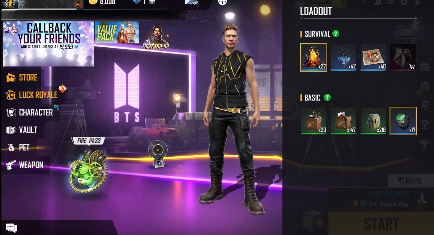 The loadout section should be checked (Image via Garena)